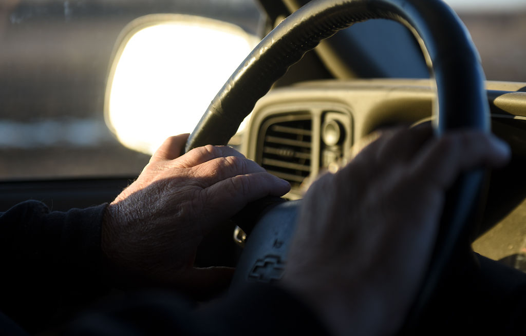 John Williamson drives along his levees